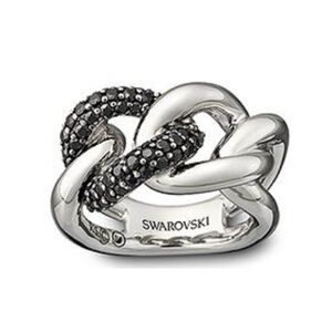 Swarovski Manhattan Ring - Black 925 Sterling Silver - Size 52 (6 / S) 1065969